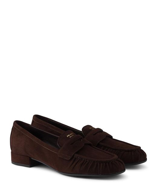 Prada Brown Suede Loafers