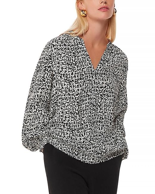 Whistles Gray Scribble Print Blouse