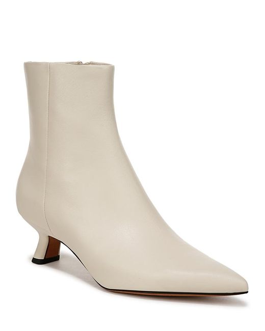 Vince White Billy Pointed Toe Mid Heel Ankle Booties