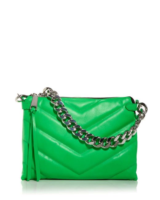 Rebecca Minkoff Edie Maxi Quilted Leather Crossbody in Neon Green