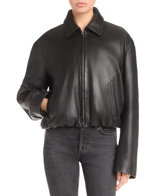 Acne Black Cropped Leather Jacket
