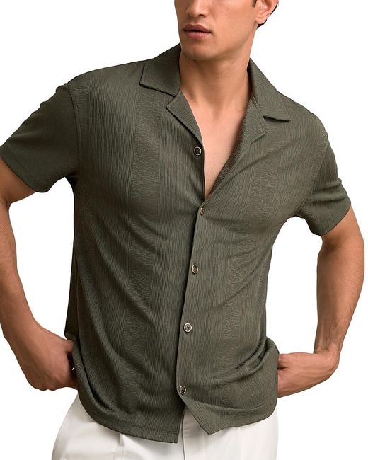 Reiss Men's Green Ando Short Sleeve Camp Shirt