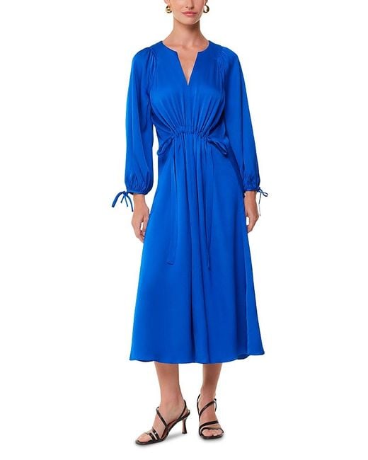 Whistles Blue Molly Satin Midi Dress