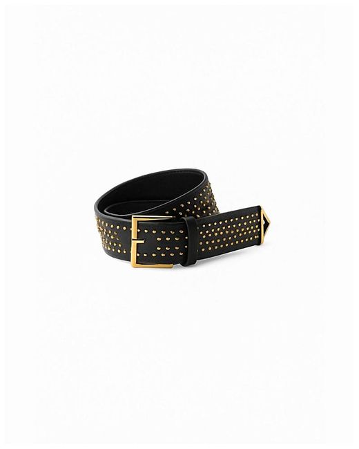 Prada Black Leather Belt With Studs