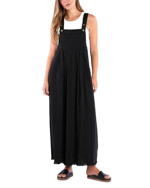 BILLY T Black Chambray Overall Maxi Dress