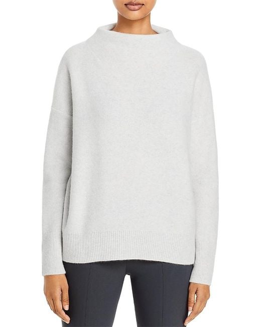 Vince White Boiled Cashmere Funnel Neck Sweater