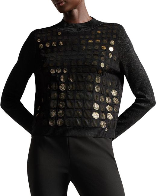 Ted Baker Synthetic Yivonne Embellished Sweater in Black Lyst