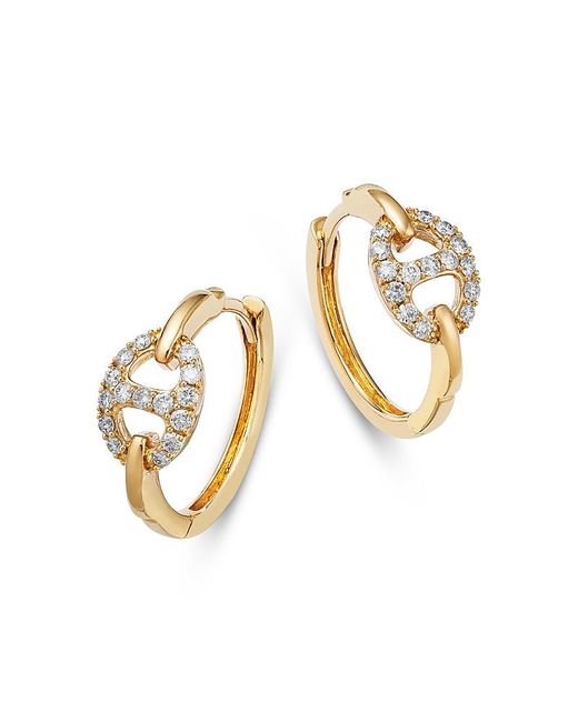 Bloomingdale's Fine Collection Metallic Diamond Link Huggie Hoop Earrings