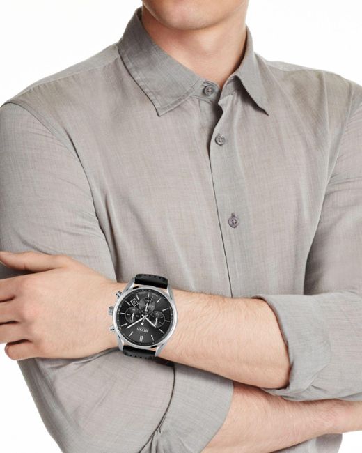 BOSS by HUGO BOSS Champion Chronograph Leather Strap Watch in Black for Men  | Lyst Canada