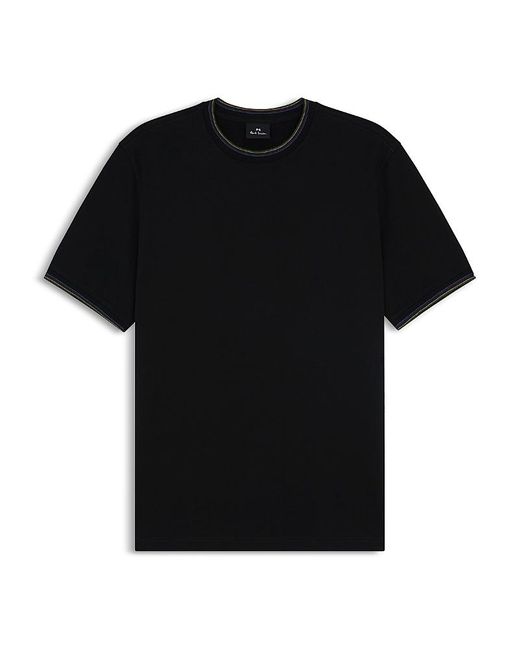 Paul Smith Black Regular Fit Striped Trim Tee for men