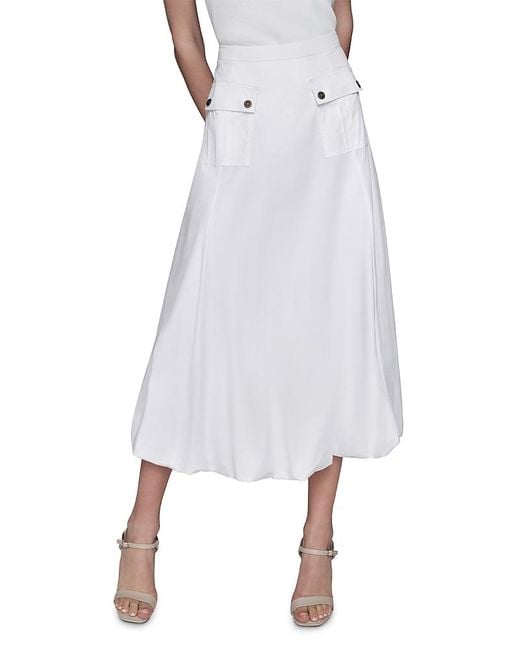 Karl Lagerfeld White Bubble Hem Midi Skirt