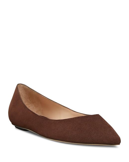 Stuart Weitzman Brown Emilia Pointed Toe Flats