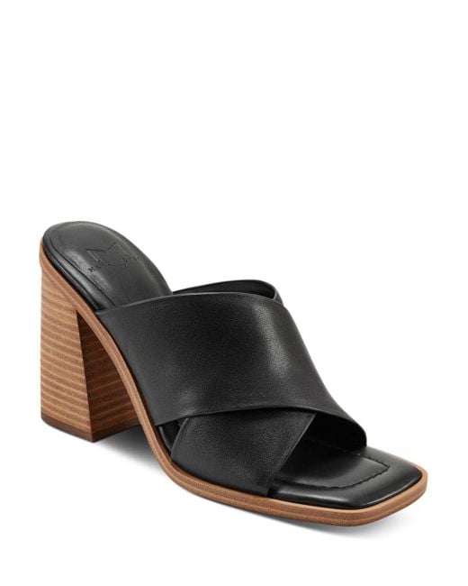 Marc Fisher Square Toe Crossover High Heel Sandals in Black | Lyst
