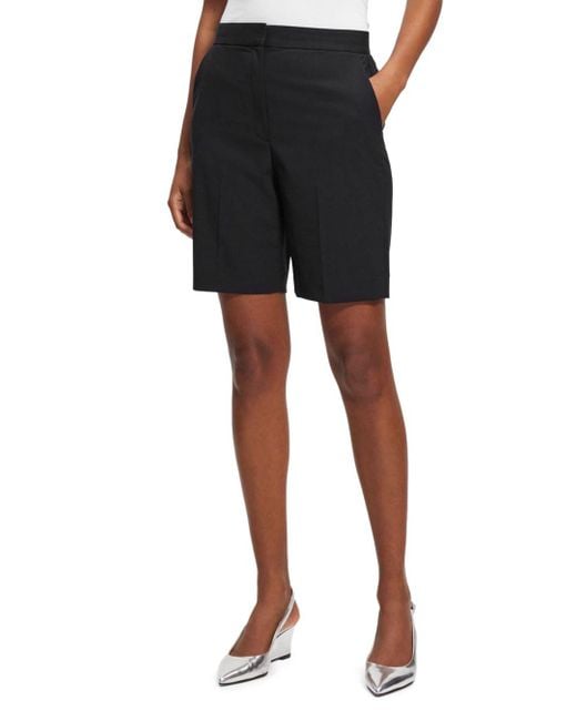 Theory Wool Blend Tapered Shorts in Black | Lyst