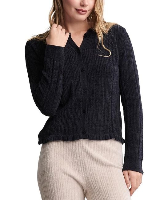 Barefoot Dreams Women's Black Cozychic Ultra Lite Cable Knit Cardigan