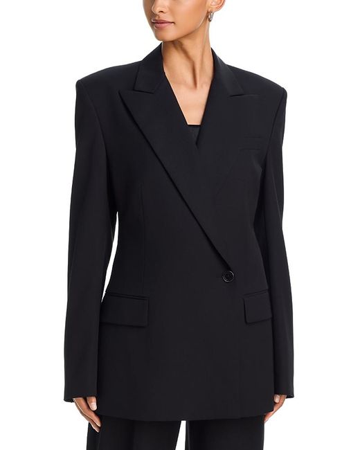 Helmut Lang Blue Belted Asymmetrical Button Blazer