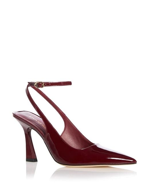 Stuart Weitzman Red Vinnie 85 Strap Pumps