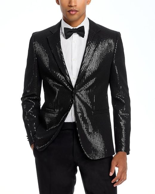 HUGO Black Arti Sequin Notch Extra Slim Fit Dinner Jacket for men