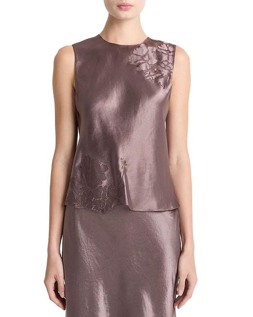 Vince Purple Embroidered Shell
