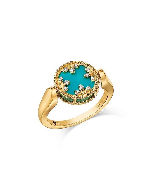 Roberto Coin Blue 18K Venetian Princess Medallion Diamond & Reversible & Mother Of Pearl Ring