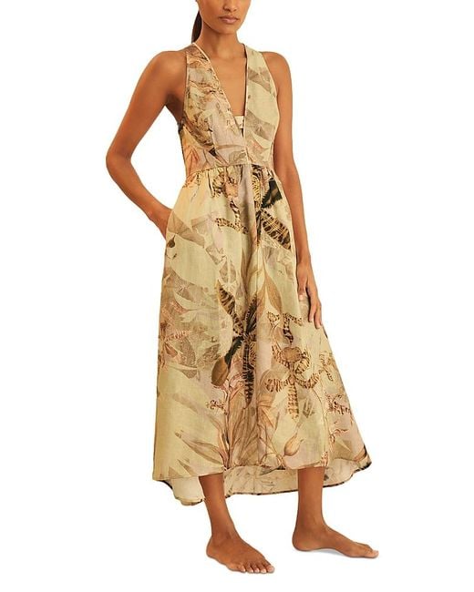 【海外限定】REISSワンピース☆Anna Reiss | NYBG Linen Floral Reiss Nybg Anna Linen Dress in Natural | Lyst