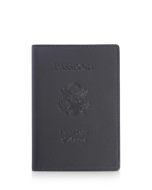 ROYCE New York Gray Leather Rfid-Blocking U. S. Passport Case