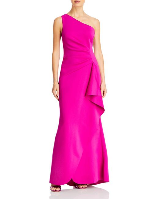 Eliza j women's one shoulder long dress with side tucks Clearance