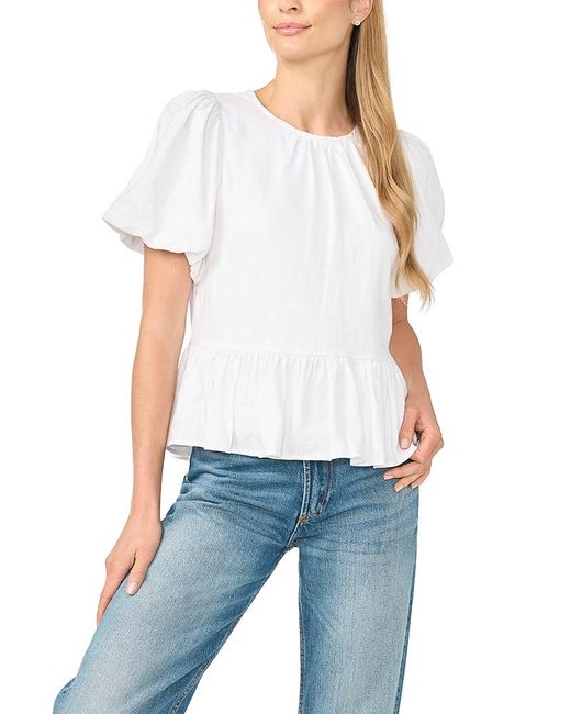 Cece White Peplum Top