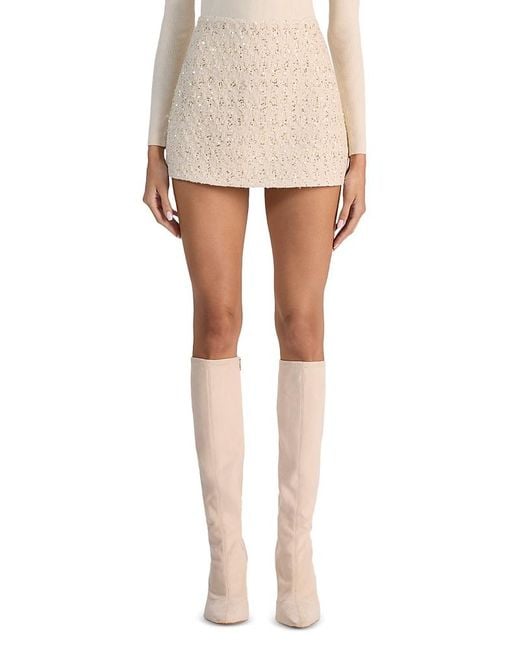 Alice + Olivia White Rubi Tweed Micro Mini Skirt