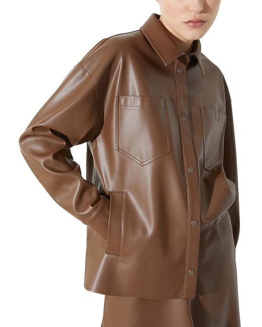 Coated Jersey Shirt Jacket in Brown Lyst UK