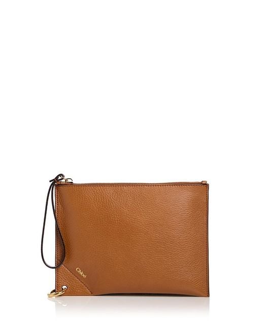 Chloé Brown Spin Zip Leather Pouch