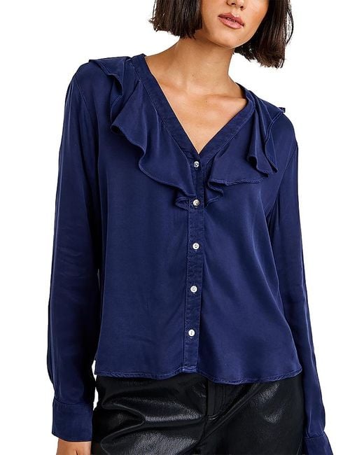 Bella Dahl Blue Ruffled Blouse