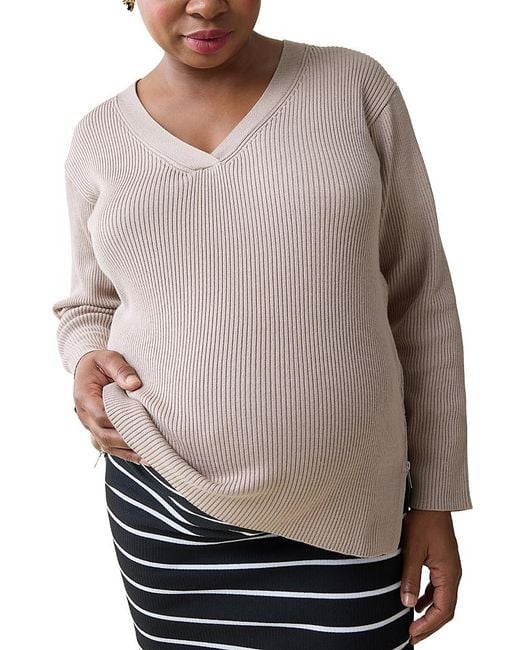 Ingrid & Isabel Gray Maternity Side Zip Sweater