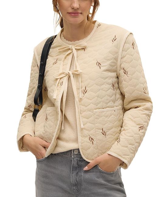 Vero Moda Natural Embroidered Quilted Jacket