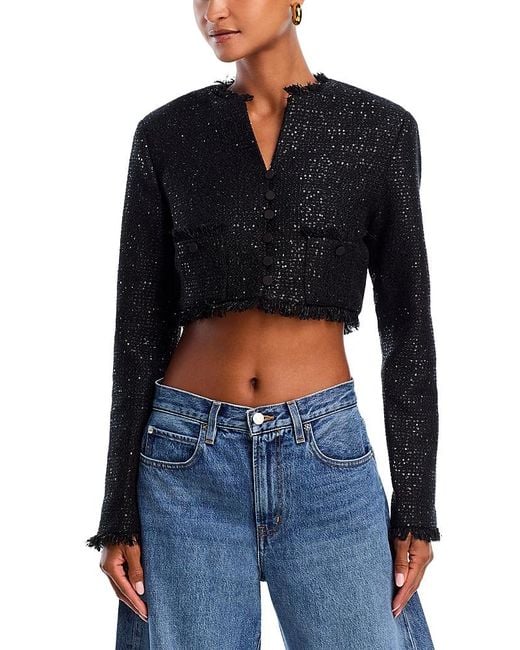 Bardot Blue Karoline Sequin Boucle Top