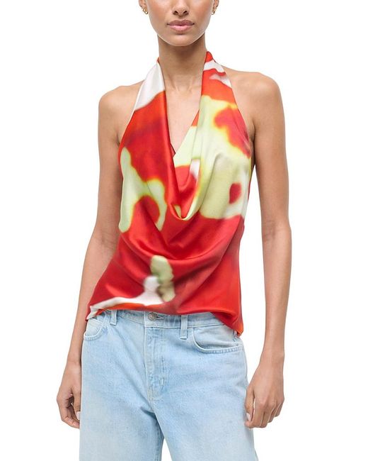 Staud Red Liora Printed Top
