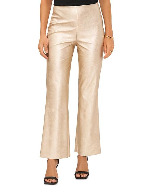 Vince Camuto Natural Pull-on Metallic Faux-leather Flare Pants