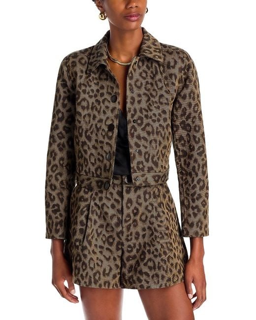 L'Agence Brown Marla Crop Leopard Jacket