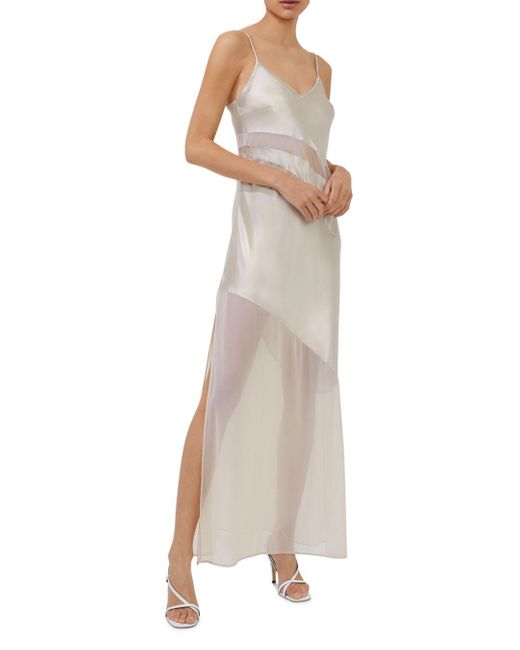 French Connection Inu Satin & Mesh Slip Dress in Natural Lyst