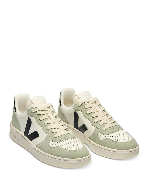 Veja Metallic V-10 Low Top Leather Sneakers for men