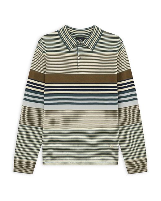 Paul Smith Green Wool Striped Polo Sweater for men