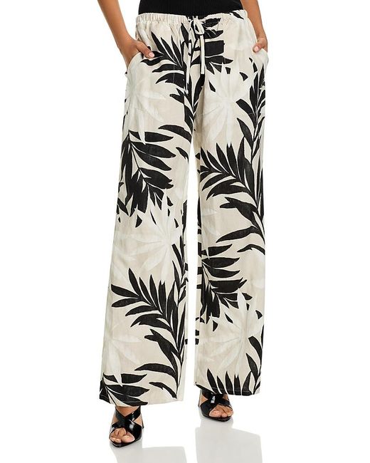 Bella Dahl White Palm Print Pants