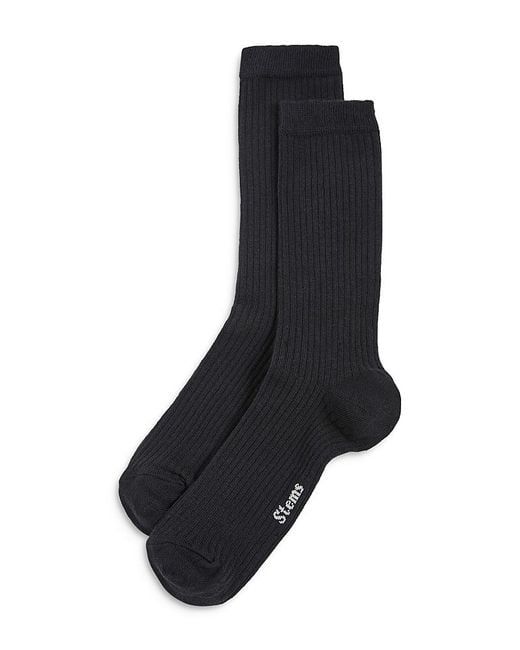 Stems Black Rib Knit Crew Socks