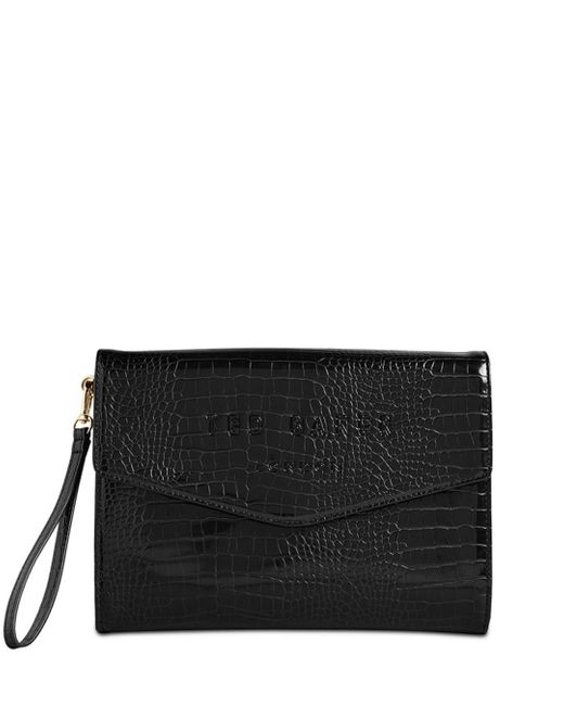 Ted Baker Synthetic Crocey Envelope Pouch in Black | Lyst