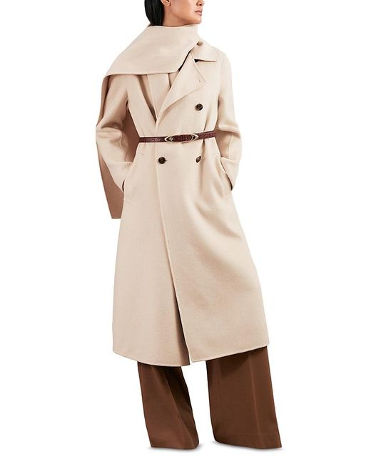 Reiss Natural Indira Long Scarf Blindseam Coat