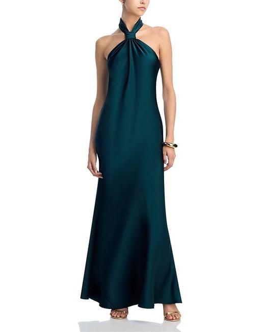 Aqua Blue Knot Halter Gown