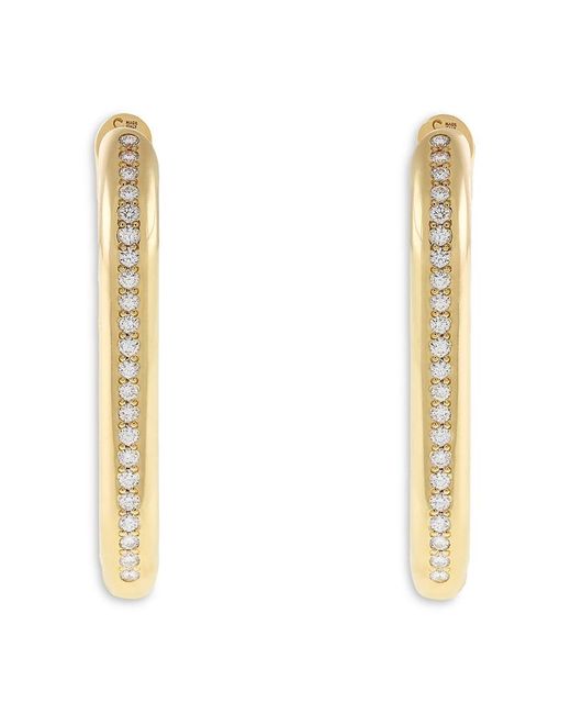Crivelli White 18K Diamond Pave Elongated Hoop Earrings, 0.76 Tcw