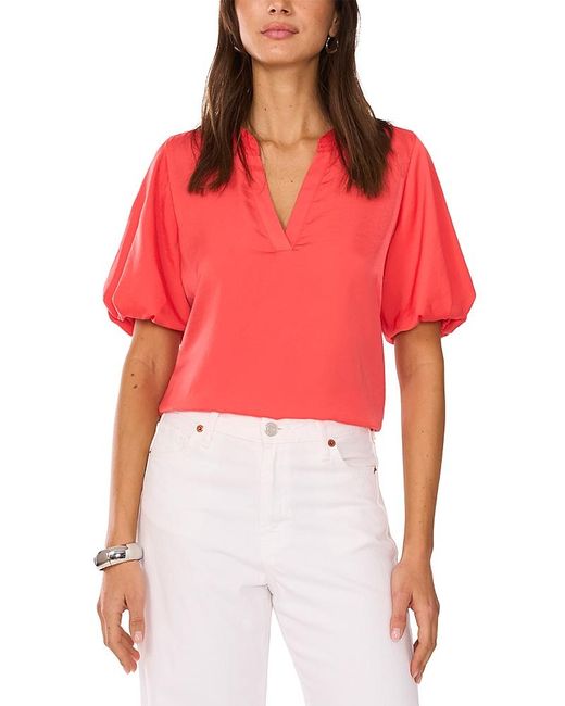 Vince Camuto Red Puffed Sleeve Top
