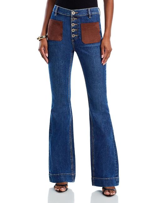 Ramy Brook Blue Cindy High Rise Wide Leg Jeans