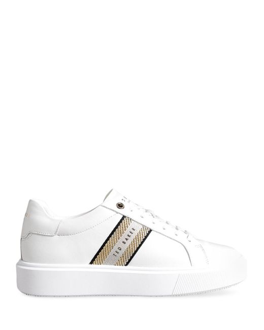 Ted Baker Lornie Logo Stripe Platform Trainer Sneakers in White | Lyst